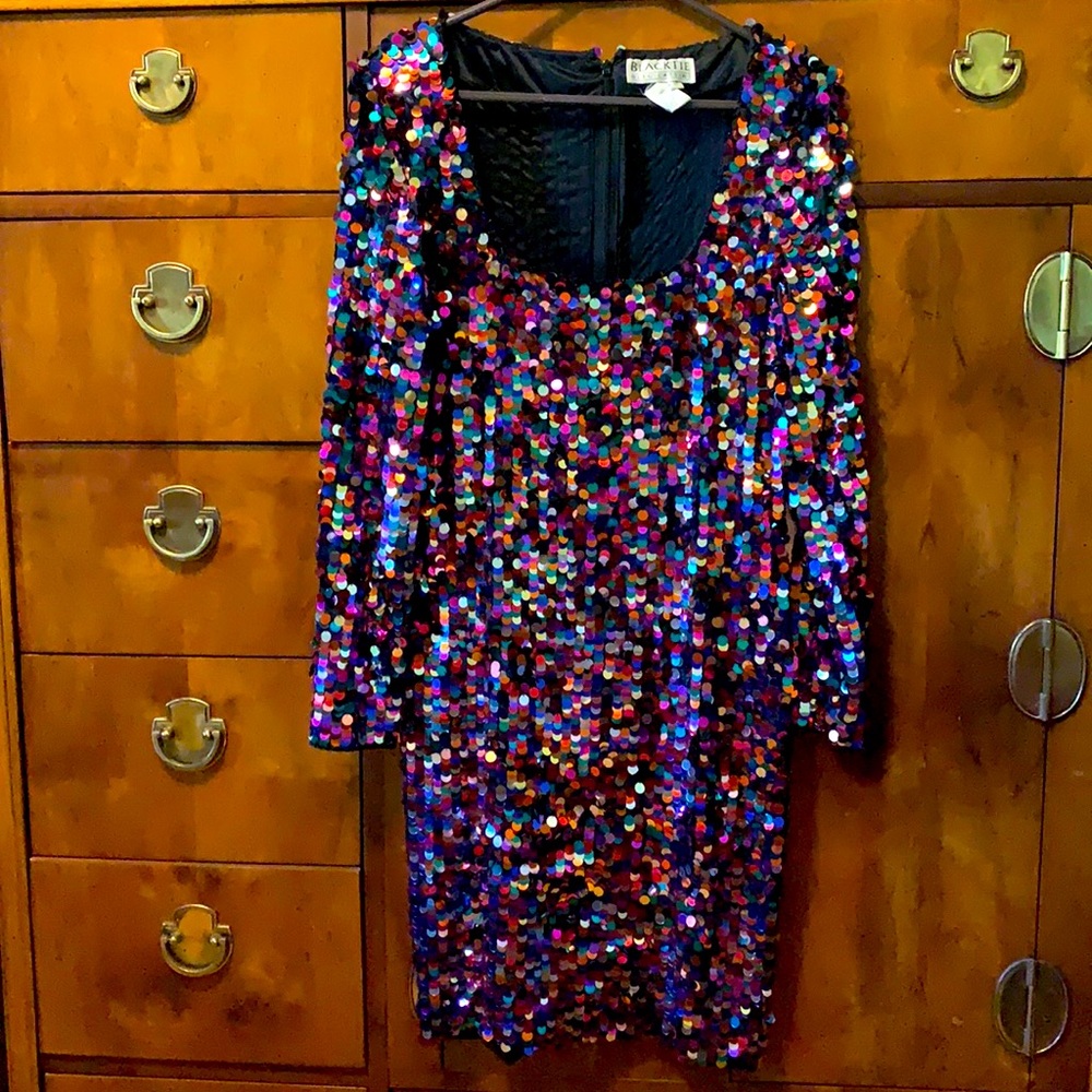 VINTAGE Black Tie Oleg Cassini Confetti Disco 💃